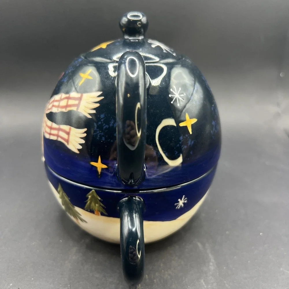 2003 Wongs Snowman Tea For One Ceramic Teapot Holiday Decor Snowman Adorable!